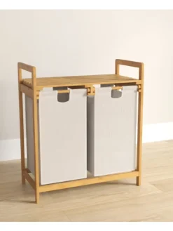 Wäschekorb mit 2 Fächer in Weiß