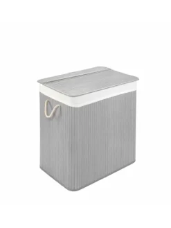 Wäschekorb mit Deckel BAMBOO in Hellgrau