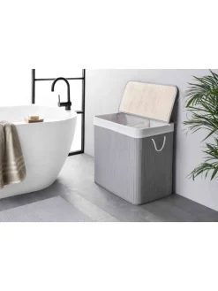 Wäschekorb mit Deckel BAMBOO in Hellgrau