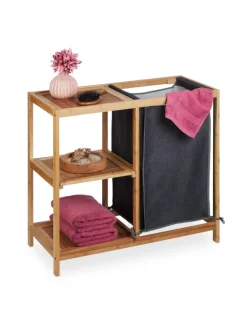 Wäschekorb Regal in Natur/ Grau - (B)68 x (H)65 x (T)33 cm