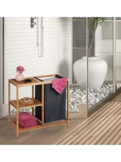 Wäschekorb Regal in Natur/ Grau - (B)68 x (H)65 x (T)33 cm