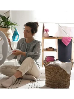 Wäschekorb Regal in Natur/ Grau - (B)68 x (H)65 x (T)33 cm