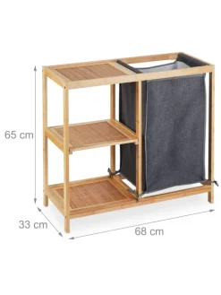 Wäschekorb Regal in Natur/ Grau - (B)68 x (H)65 x (T)33 cm