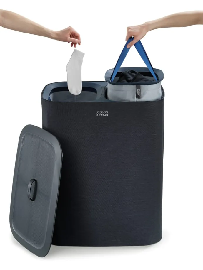 Wäschekorb "Tota" in Schwarz - 2x 45 l