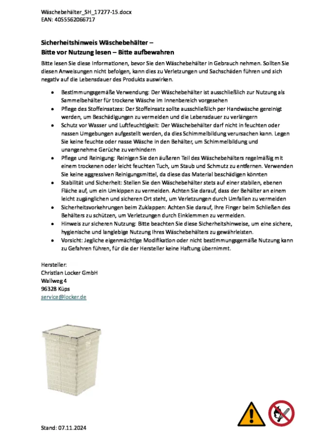 Wäschekorb WHITEWASHBIN in Weiß