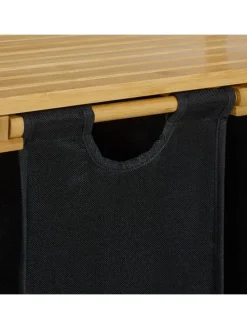 Wäschekorbregal in Natur/ Schwarz - (B)80 x (H)105 x (T)40 cm