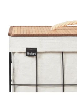 Wäschekörbe MIRISSA in Schwarz/Weiß/Braun - (W) 40 x (H) 60 x (L) 30 cm