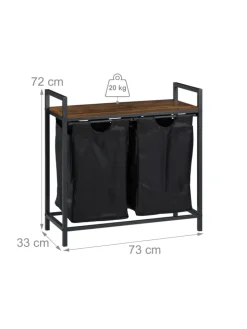 Wäschesammler in Braun/ Schwarz - (B)73 x (H)72 x (T)33 cm