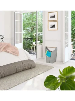 Wäschesammler in Dunkelgrau/ Natur - (B)62 x (H)68 x (T)34,5 cm