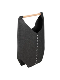 Wäschesammler in Dunkelgrau/ Natur - (B)62 x (H)68 x (T)34,5 cm