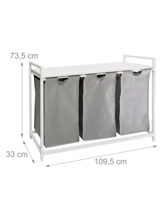 Wäschesammler in Grau/ Weiß - (B)109,5 x (H)73,5 x (T)33 cm