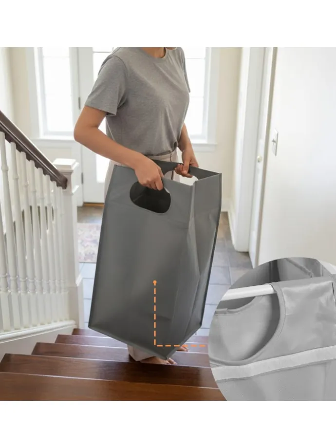 Wäschesammler in Grau/ Weiß - (B)109,5 x (H)73,5 x (T)33 cm