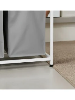 Wäschesammler in Grau/ Weiß - (B)109,5 x (H)73,5 x (T)33 cm