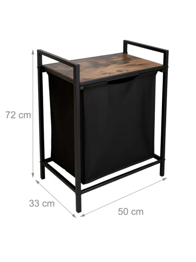 Wäschesammler in Schwarz/ Braun - 65 L