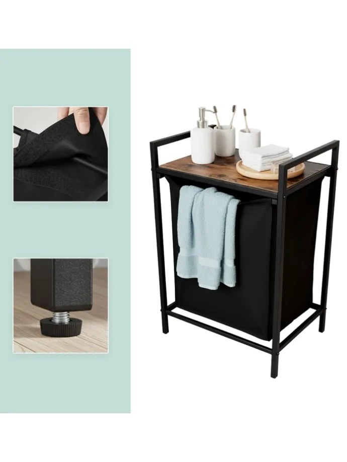 Wäschesammler in Schwarz/ Braun - 65 L