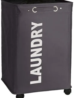 Wäschesammler "Quadro Grau" in Grau - 79 l