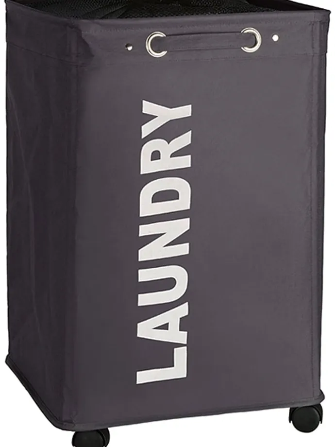 Wäschesammler "Quadro Grau" in Grau - 79 l