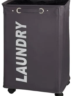 Wäschesammler "Quadro Grau" in Grau - 79 l