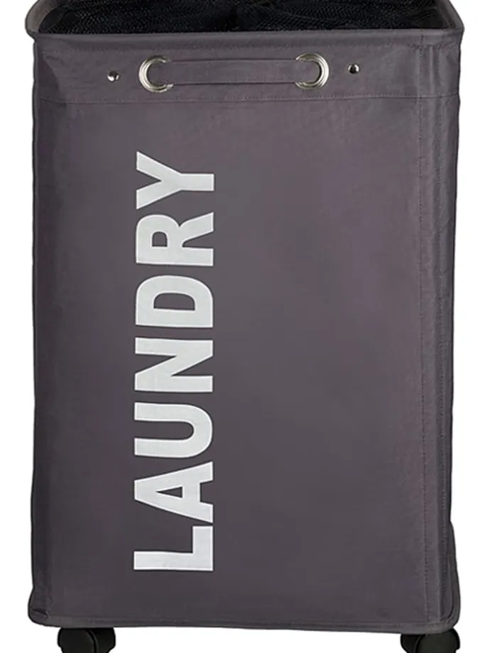 Wäschesammler "Quadro Grau" in Grau - 79 l