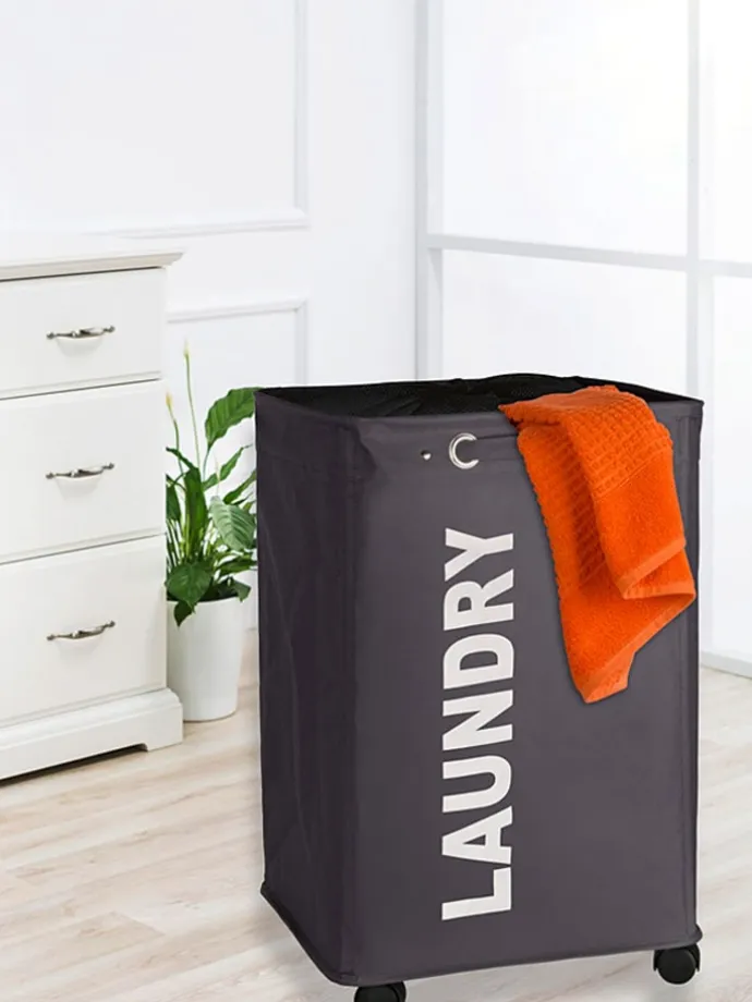 Wäschesammler "Quadro Grau" in Grau - 79 l