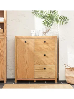 Wäscheschrank in Natur - (B)80 x (H)90 x (T)35cm