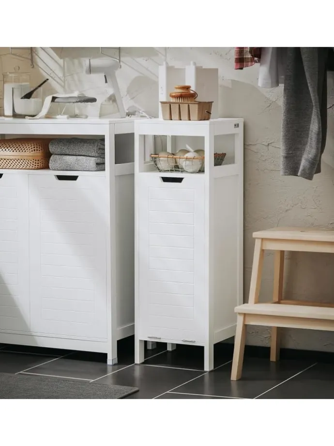 Wäscheschrank in Weiß - (B)30 x (H)90 x (T)30cm