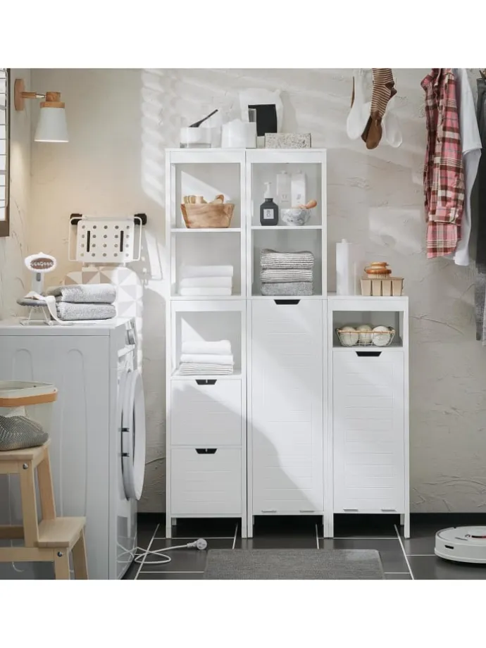 Wäscheschrank in Weiß - (B)30 x (H)90 x (T)30cm