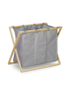 Wäschesortierer in Grau/Natur - 3x 28 l