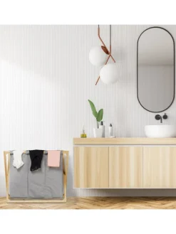 Wäschesortierer in Grau/Natur - 3x 28 l