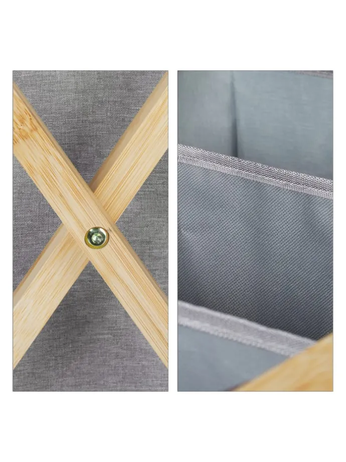 Wäschesortierer in Grau/Natur - 3x 28 l