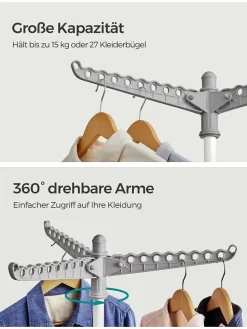 Wäscheständer in Weiß/ Grau - (H)150 cm