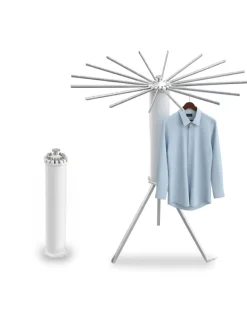 Wäscheständer in Weiß/ Silber - (H)121 x Ø112 cm