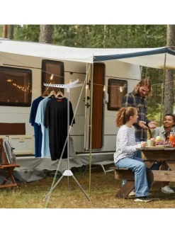 Wäscheständer Kleiderbügel in Silber/ Weiß - (B)62 x (H)150 x (T)52 cm