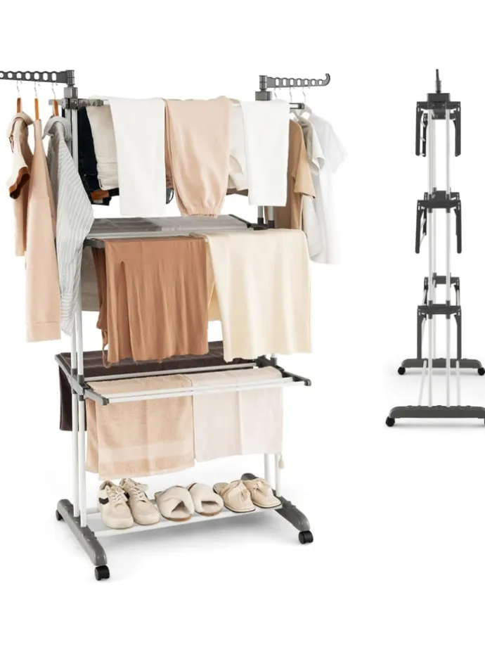 Wäscheständer mit Rollen in Grau