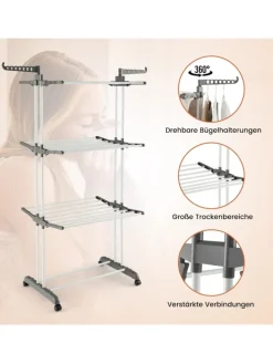 Wäscheständer mit Rollen in Grau