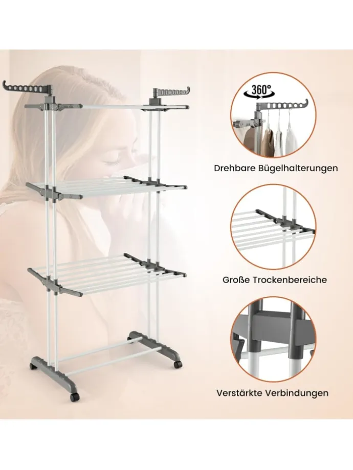 Wäscheständer mit Rollen in Grau