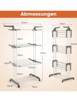 Wäscheständer mit Rollen in Grau