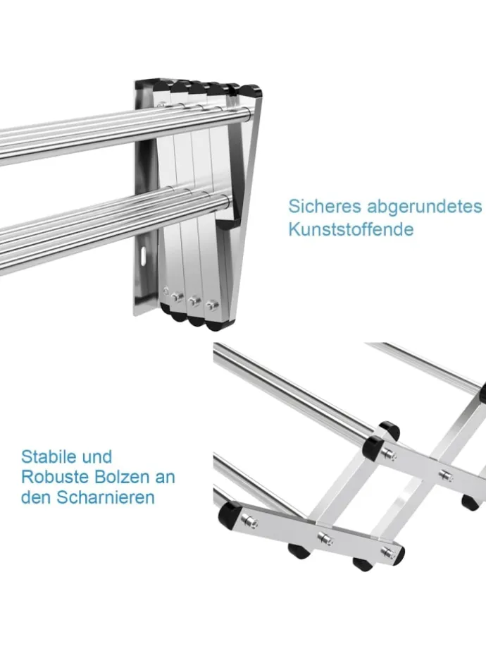 Wäscheständer Wandmontage 86cm in Silber