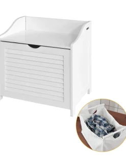 Wäschetruhe in Weiß - (B)50 x (H)53 x (T)35cm