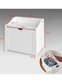 Wäschetruhe in Weiß - (B)50 x (H)53 x (T)35cm