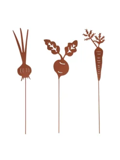 Wurzelgemüse 3er Set aus Metall in Rostoptik in Rost