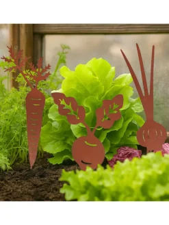 Wurzelgemüse 3er Set aus Metall in Rostoptik in Rost