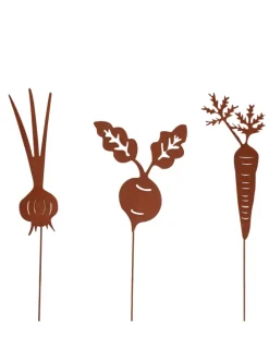 Wurzelgemüse 3er Set aus Metall in Rostoptik in Rost