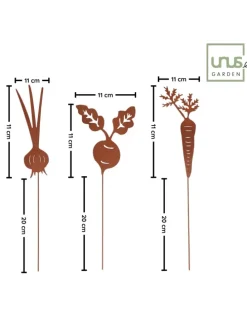 Wurzelgemüse 3er Set aus Metall in Rostoptik in Rost