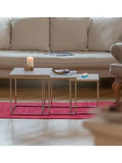 3x Beistelltisch in Weiß