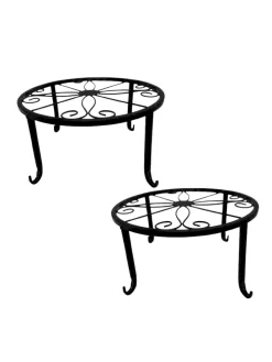 2x Blumenständer in Schwarz - (H)11 x Ø23 cm