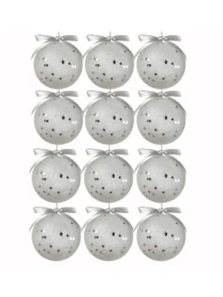 12x Christbaumkugeln Weihnachtskugeln bruchfest 2 Designs D: 8cm transparent