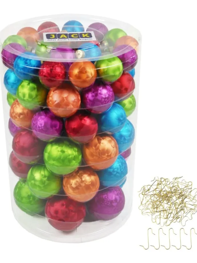 60x Eislack Christbaumkugeln Glas Kugeln versch. Größen in Bunt