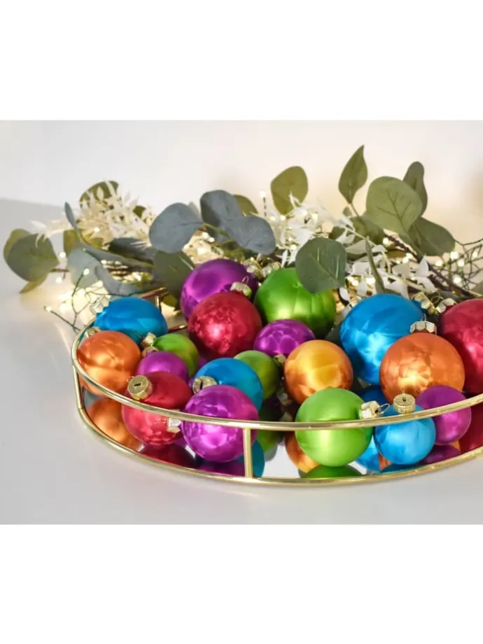 60x Eislack Christbaumkugeln Glas Kugeln versch. Größen in Bunt