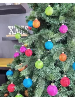 60x Eislack Christbaumkugeln Glas Kugeln versch. Größen in Bunt